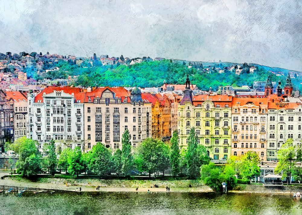 Lebendige Flussuferstadt von Justyna Jaszke