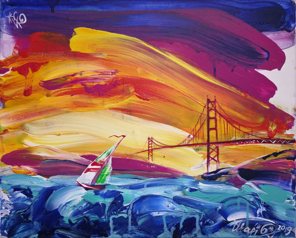 Golden Gate Segelboot Sonnenuntergang von Kanat Ibragimov