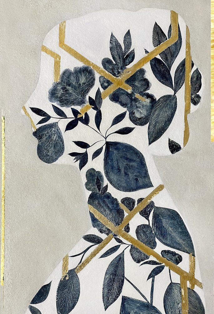 Goldenes Florales Profil von Karenina Fabrizzi