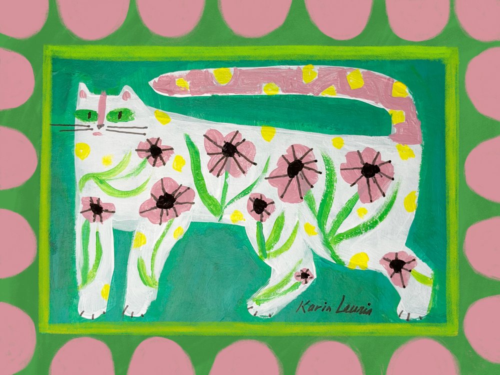 Verspielte Blumenkatze von Karin Lauria