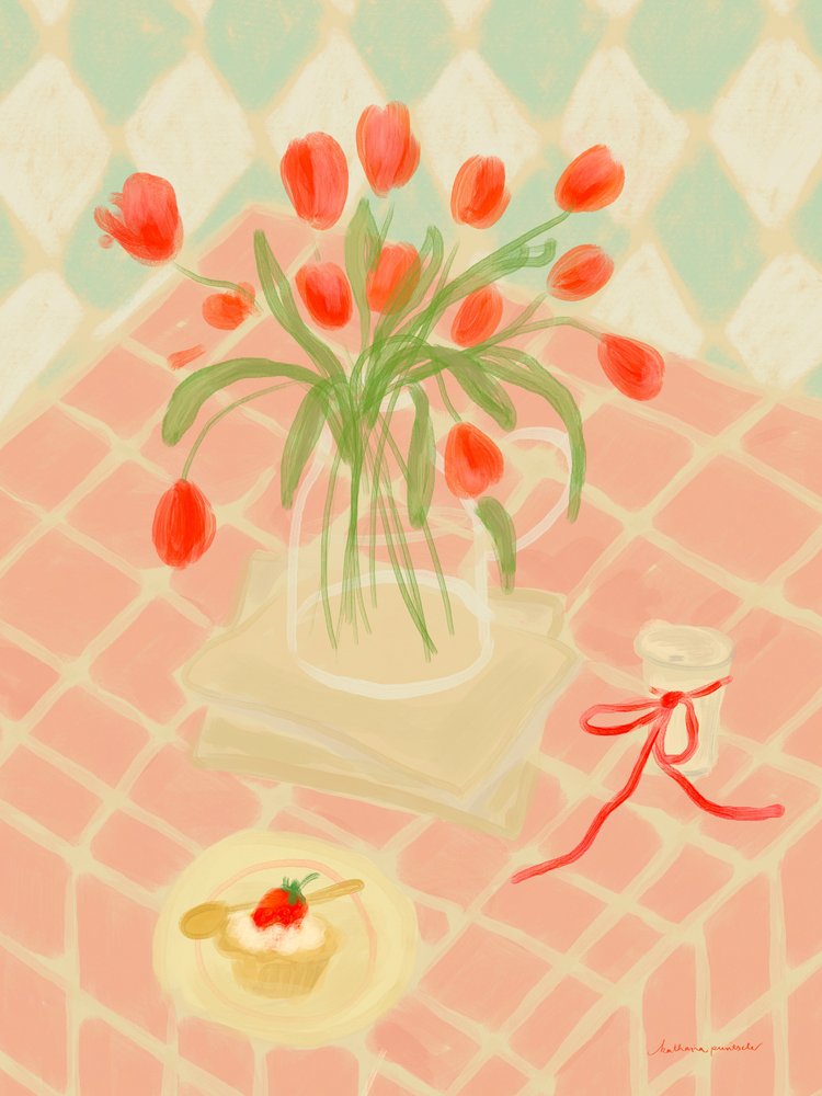 Rote Tulpen Sommer Picknick von Katharina Puritscher