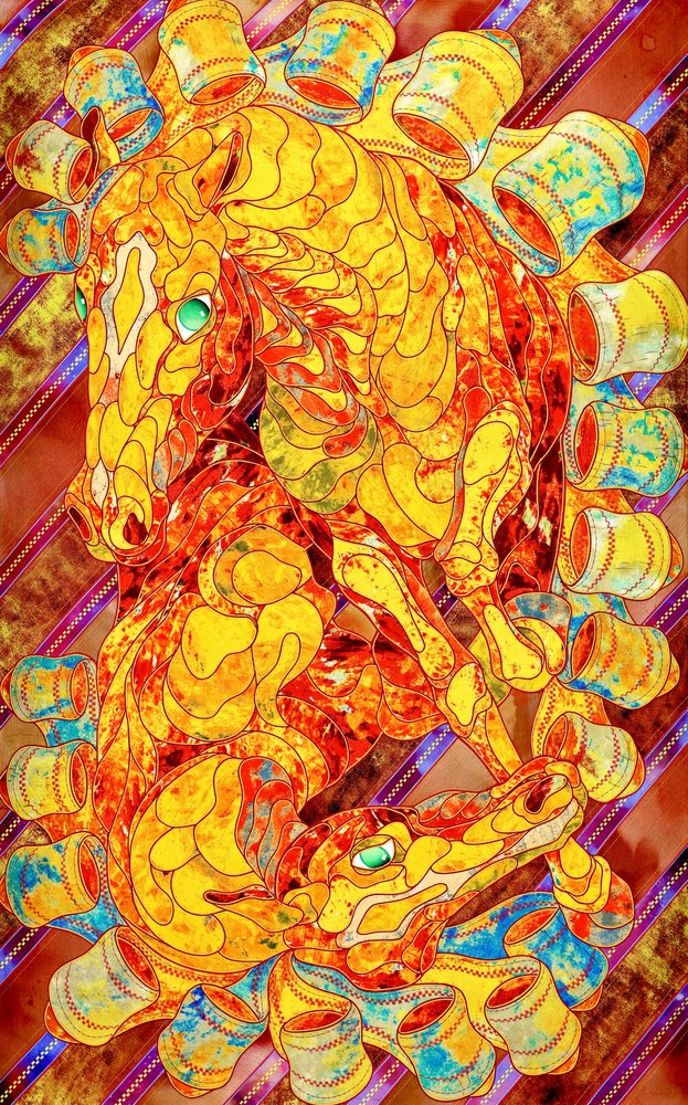 Goldene Mosaik-Pferde von Kostyantin Malginov