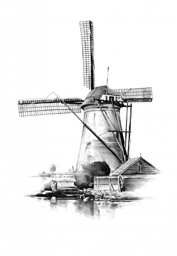Niederländische Windmühlenspiegelung von Kulik