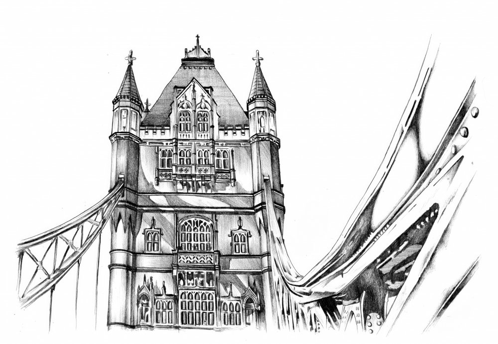 Ikonische Londoner Architekturskizze von Kulik