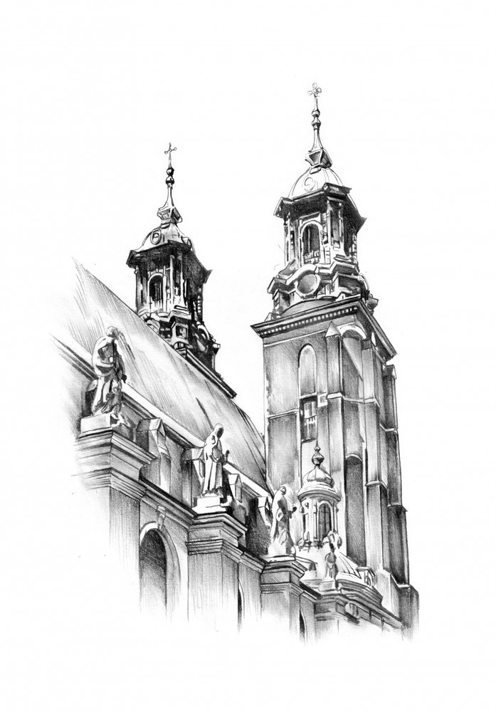 Ornate Kirchtürme Skizze von Kulik