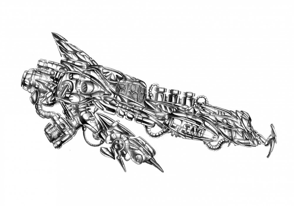 Science-Fiction-Cyborg-Kunstzeichnung Skizze 110 von Kulik