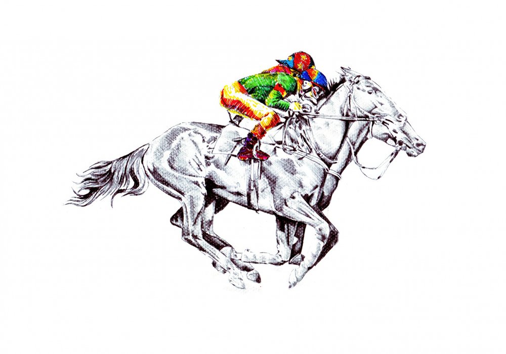 Lebhafter Rennpferd-Jockey von Kulik