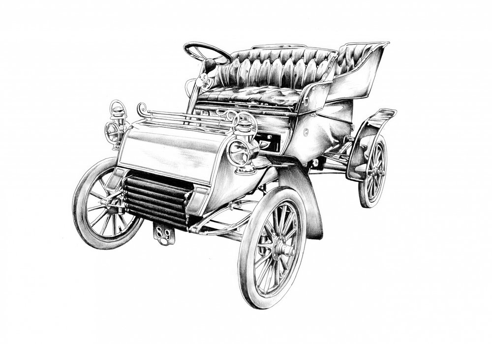 Vintage Auto Zeichnung von Kulik