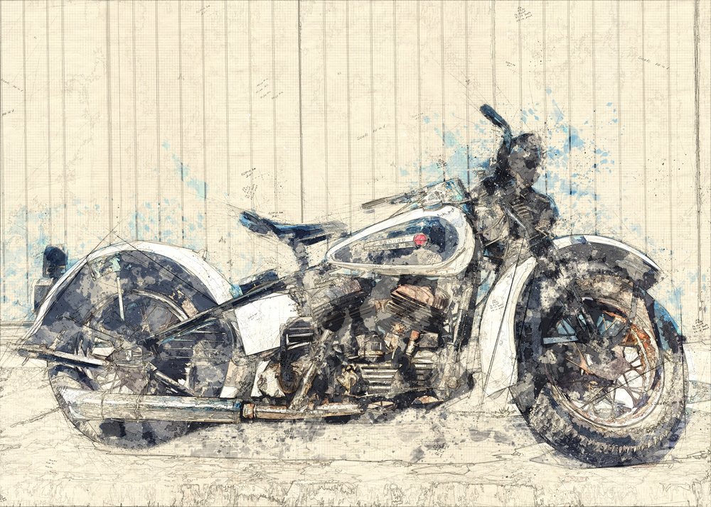 Klassische Motorradkunst von Lembayung senja studio [Vintage Poster]