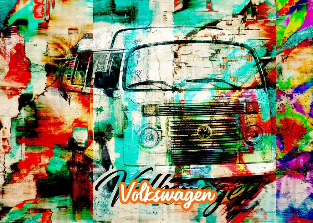 Bunte Vintage-Van-Kunst von Lembayung senja studio [Vintage Poster]