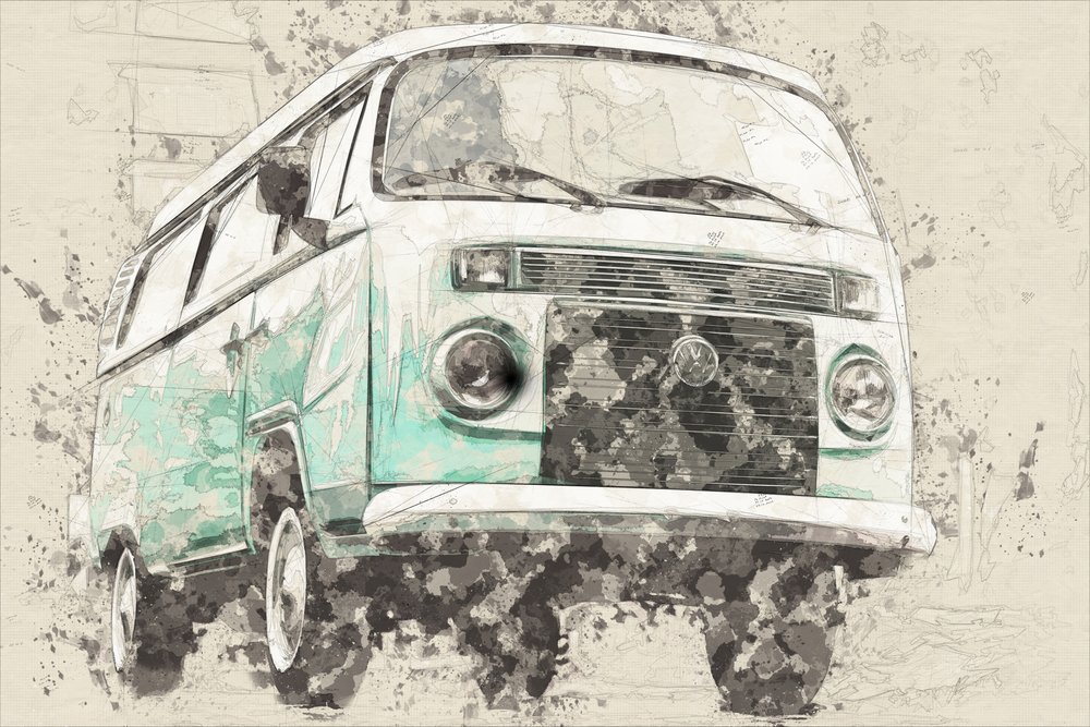 Ikonischer Retro-Teal-Van von Lembayung senja studio [Vintage Poster]