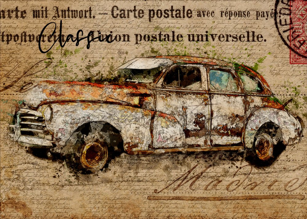 Verrostetes klassisches Auto von Lembayung senja studio [Vintage Poster]