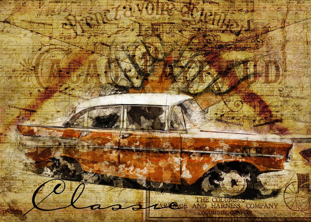 Rustikales klassisches Auto von Lembayung senja studio [Vintage Poster]