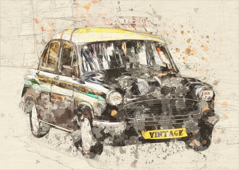 Vintage Taxi Kunst von Lembayung senja studio [Vintage Poster]