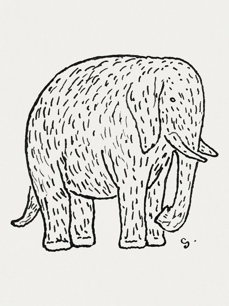 Elefant (ca. 1891–1941) Zeichnung in hoher Auflösung von Leo Gestel
