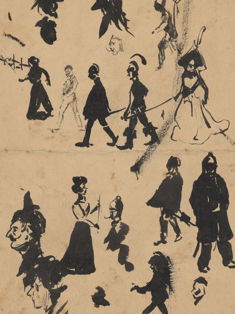Studienblatt mit Männern und Frauen von Leo Gestel