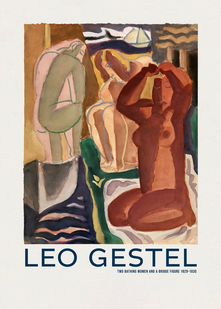 Zwei badende Frauen und eine Brückenfigur von Leo Gestel