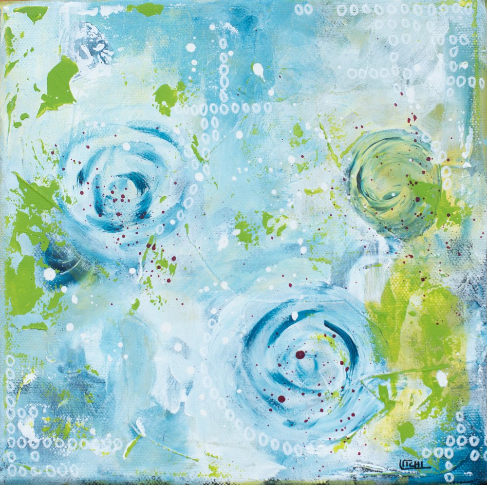 Wirbelnde Aqua-Blüten von Lillian Christiansson