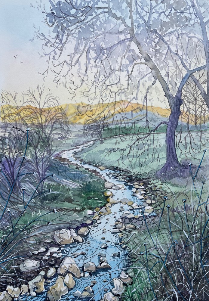 Gewundener Bach Sonnenaufgang von Luisa Millicent