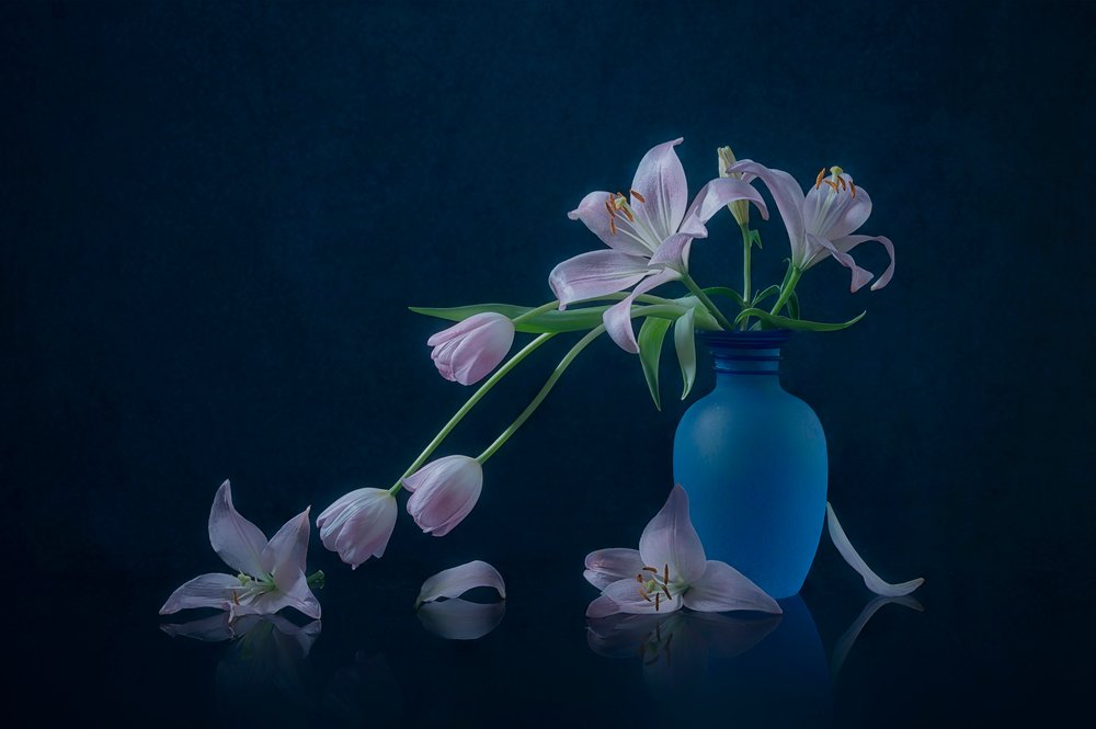 Stimmungsvolle Lilien und Tulpen von Lydia Jacobs