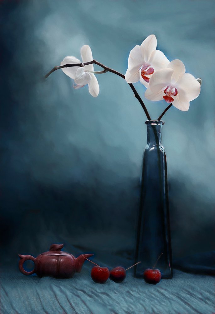 Orchideen, Tee und Kirschen von Lydia Jacobs