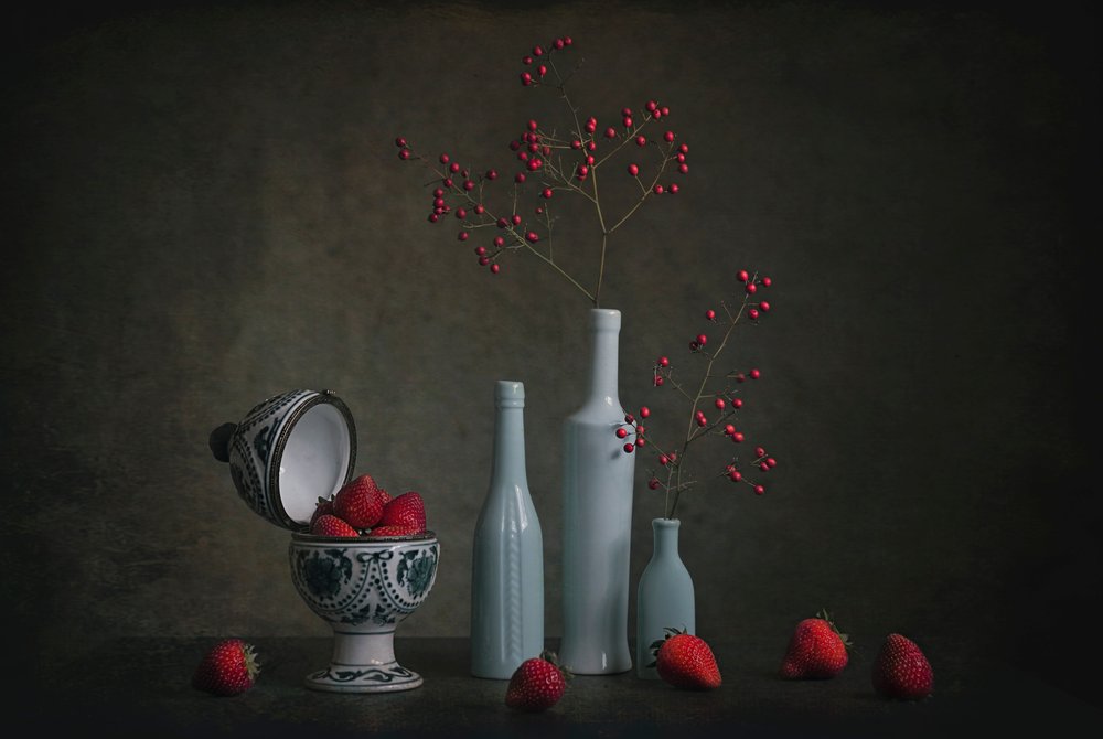 Rote Beeren Stillleben von Lydia Jacobs