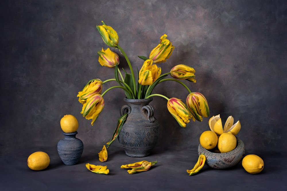 Gelbe Tulpen und Zitronen von Lydia Jacobs