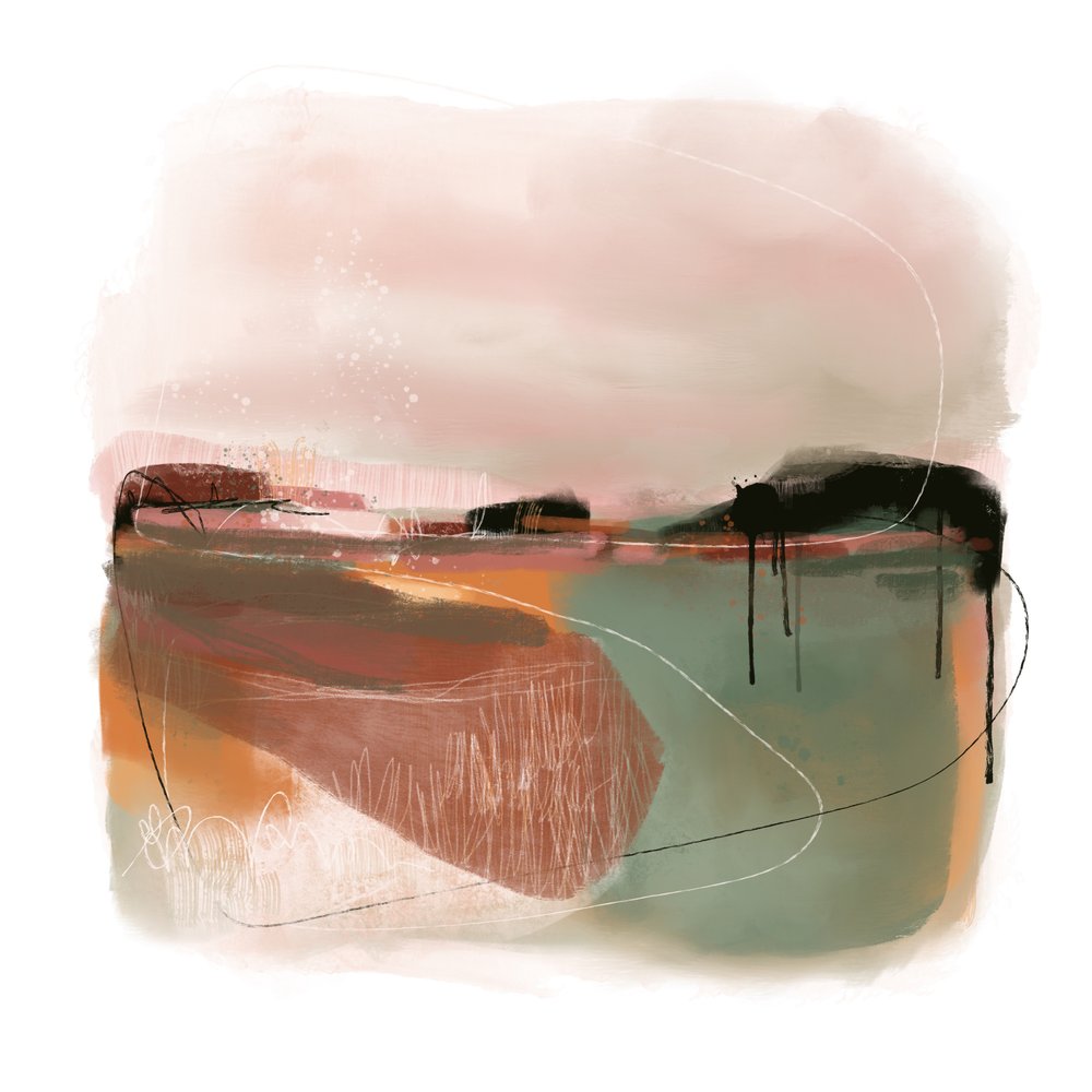 Gelassene abstrakte Landschaft von MANSI SAXENA