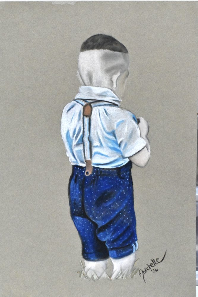 Junge mit Hosenträgern von Marchelle de Kock