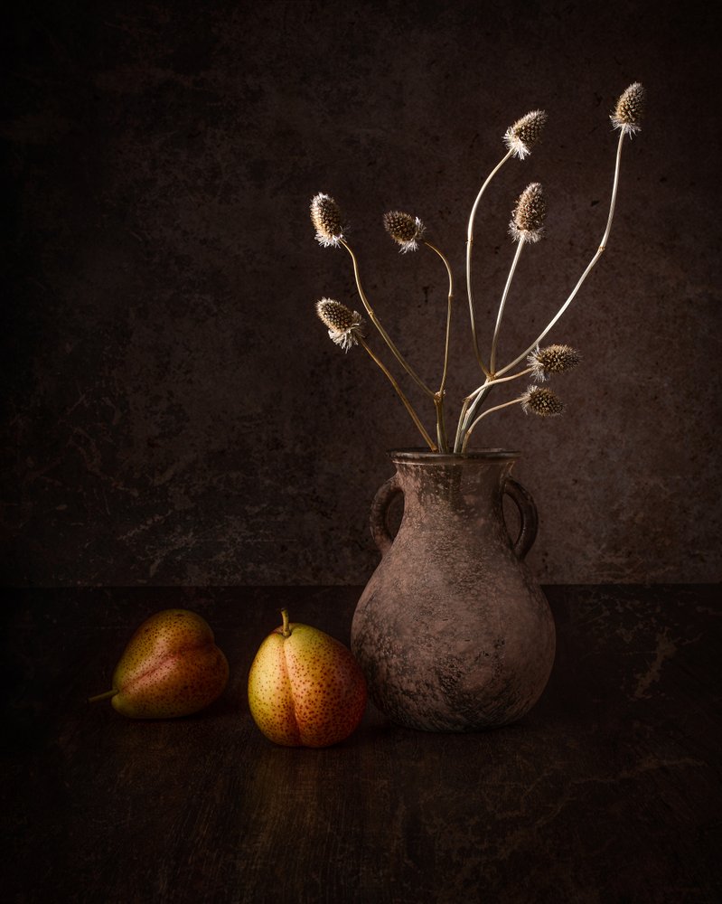 Dunkle Birnen und Blumen von Margareth Perfoncio