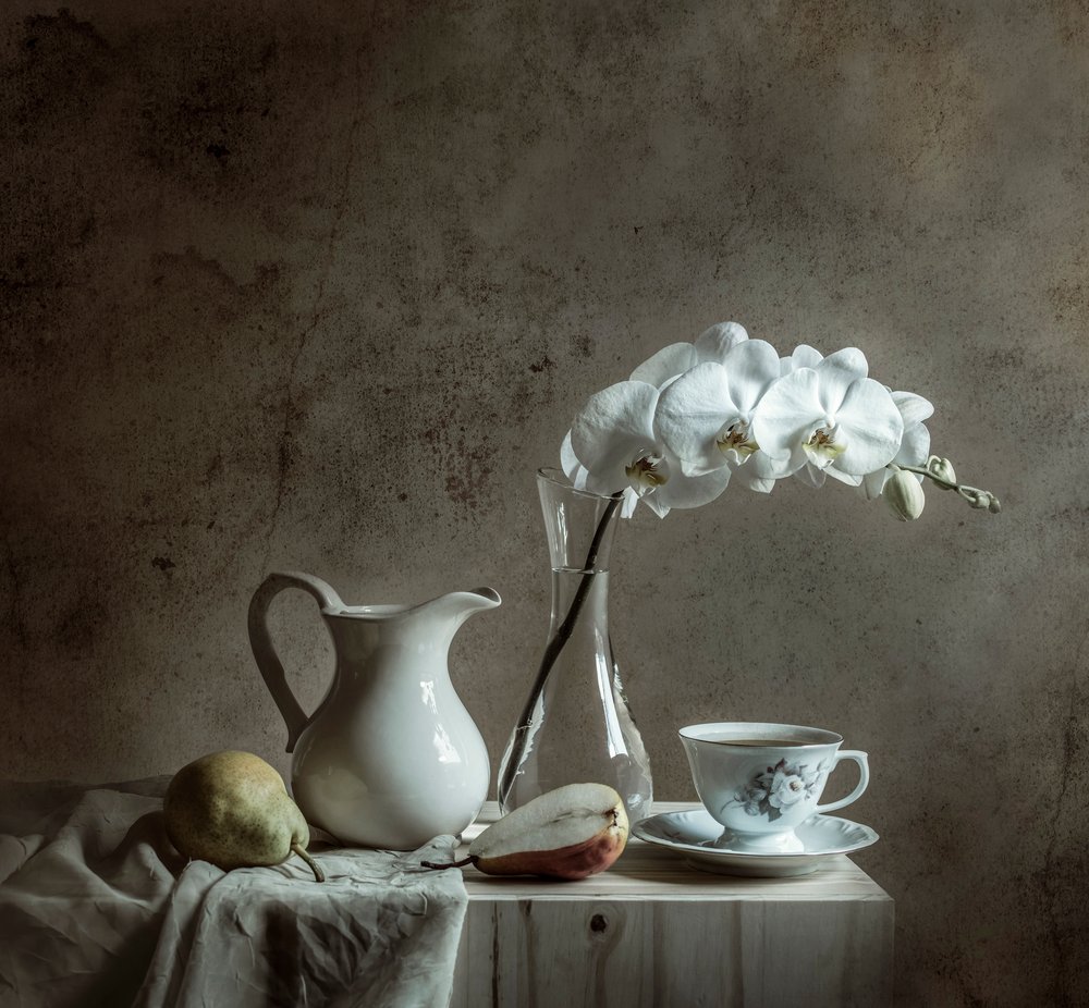 Elegantes Orchideen Stillleben von Margareth Perfoncio