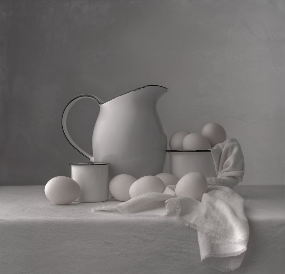 Frische Eier Weißer Krug von Margareth Perfoncio