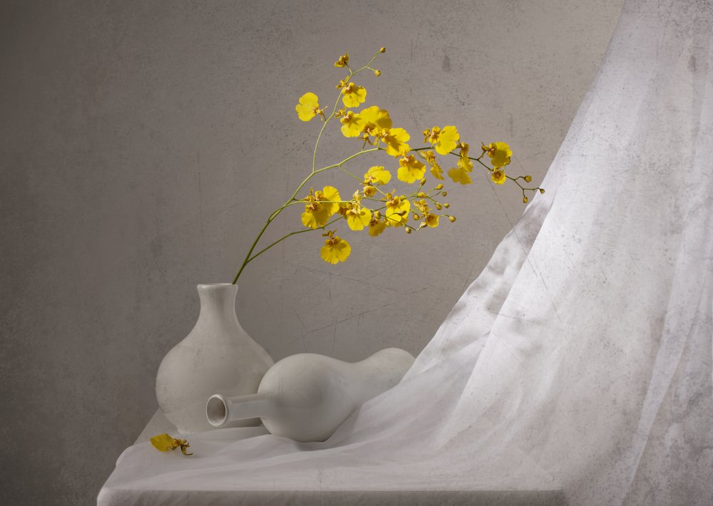 Gelbe Orchideen-Stillleben von Margareth Perfoncio