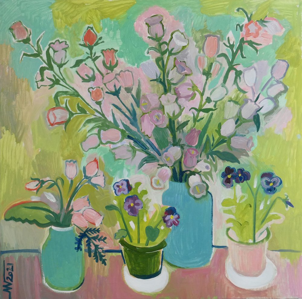Buntes Stillleben mit Blüten von Marina Gorkaeva
