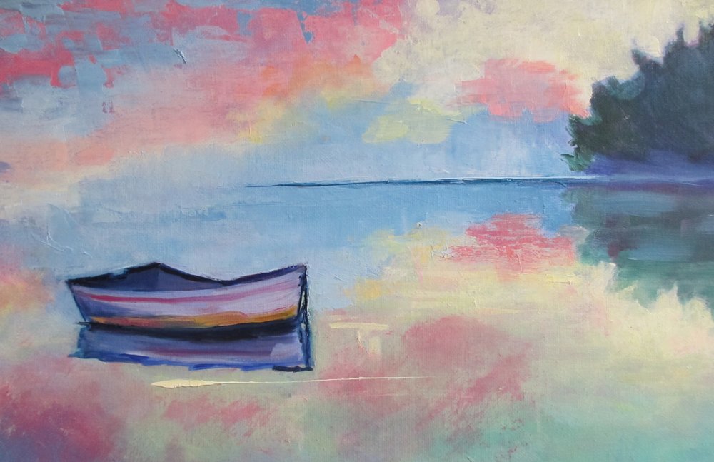 Friedliches Pastellboot von Maxine Shore