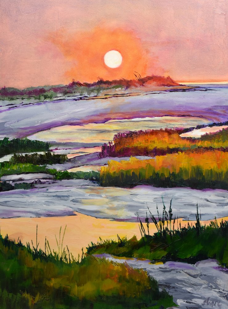 Lebendiger Marsch-Sonnenuntergang von Maxine Shore