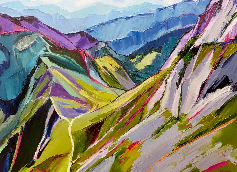 Lebendiges Bergpanorama von Maxine Shore