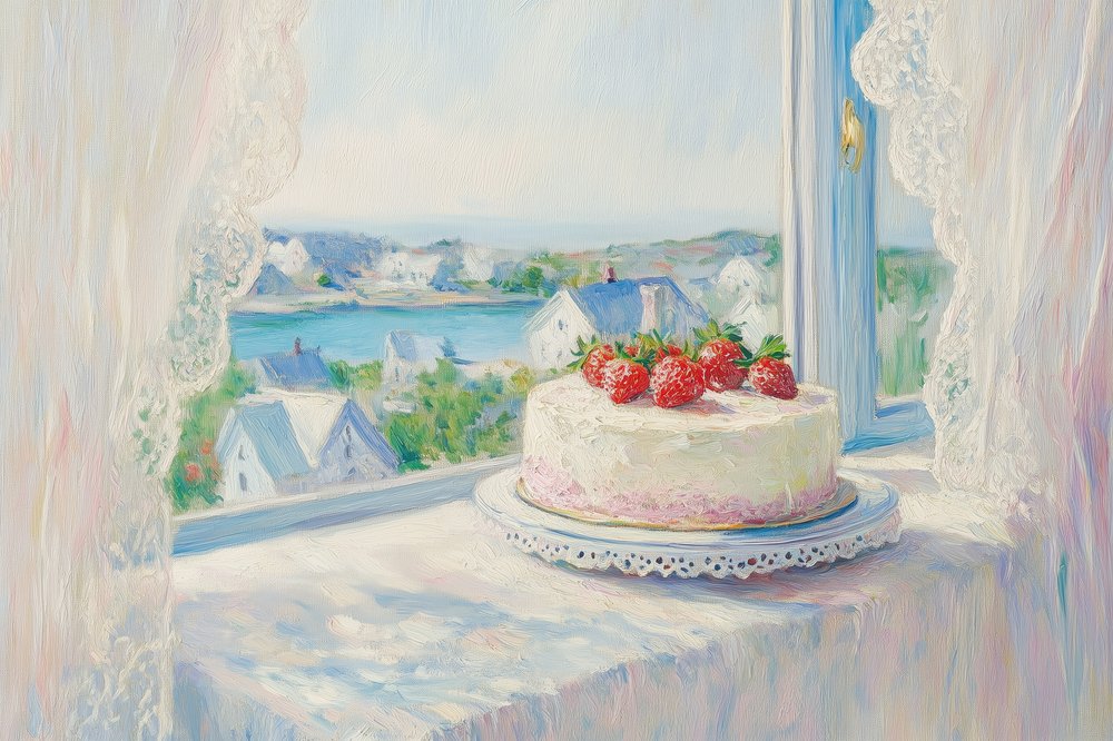 Erdbeerkuchen Sommerblick von Melloi Art Prints