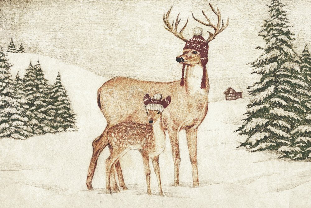 Hirsch mit gemütlichen Hüten von Mike Koubou