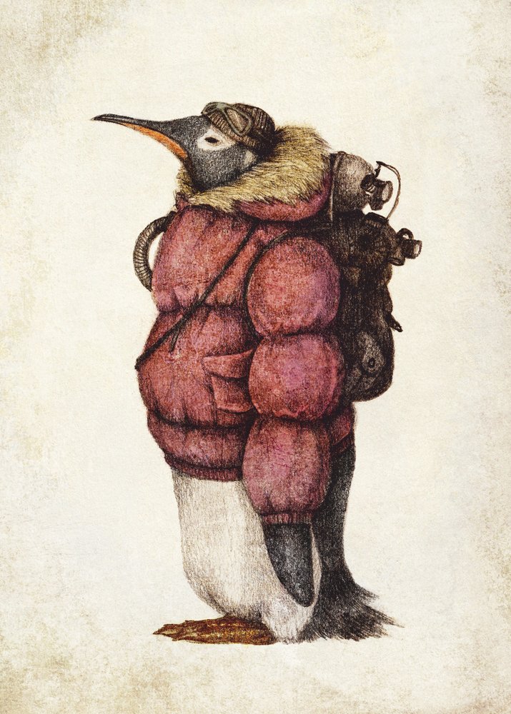 Himmelsstürmender Pinguin von Mike Koubou