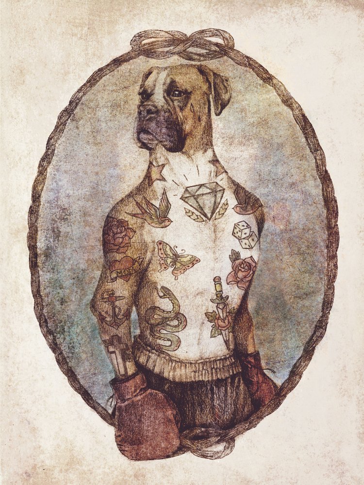 Tätowierter Boxerwelpe von Mike Koubou