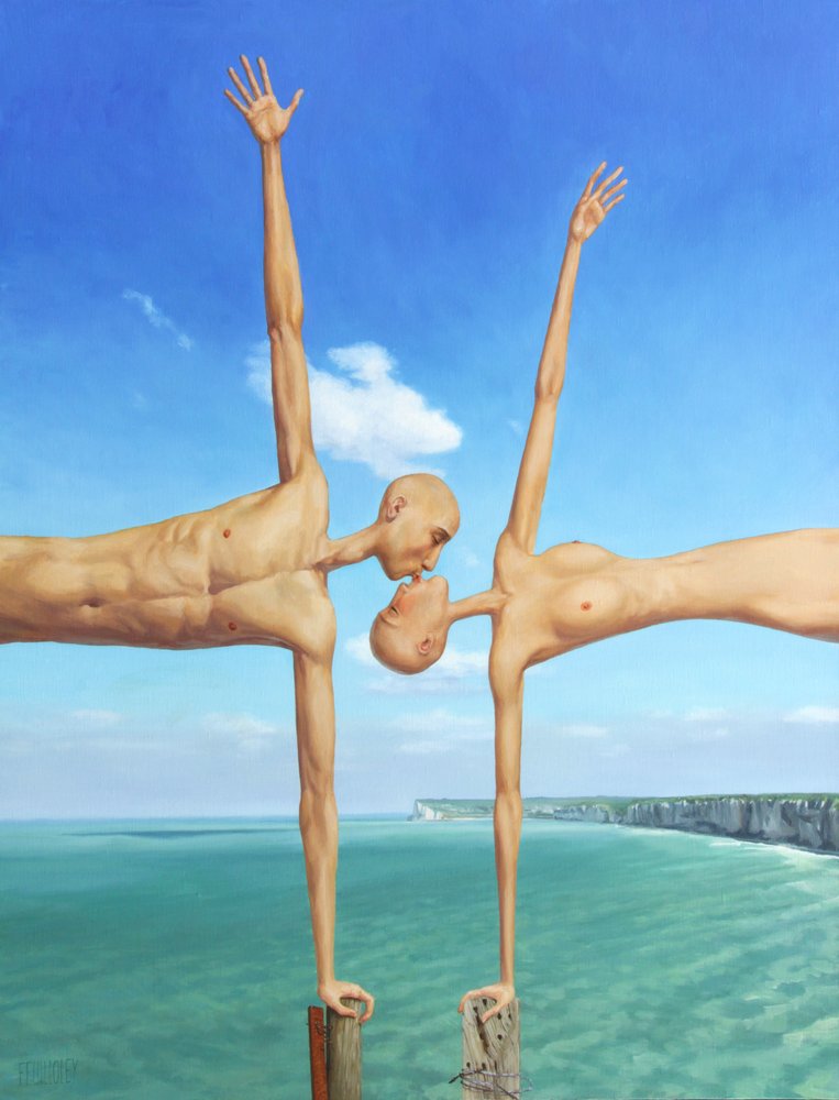 Surreales Küssendes Paar von Myriam Feuilloley