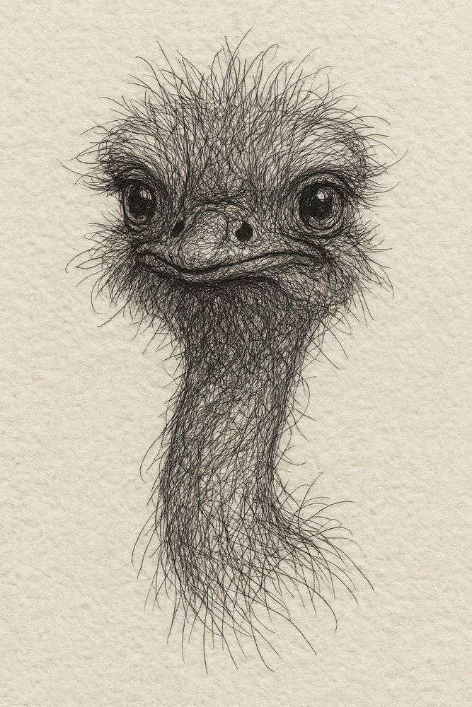 Freundliche Emu-Skizze von Natalie Bruns
