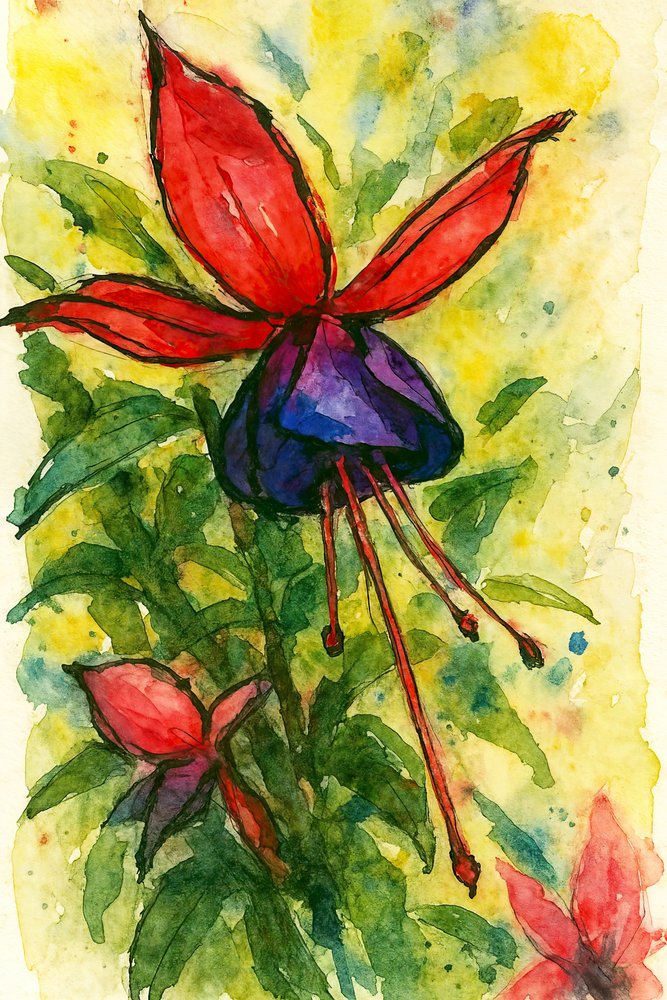 Fuchsien-Aquarellblüte von Natalie Bruns