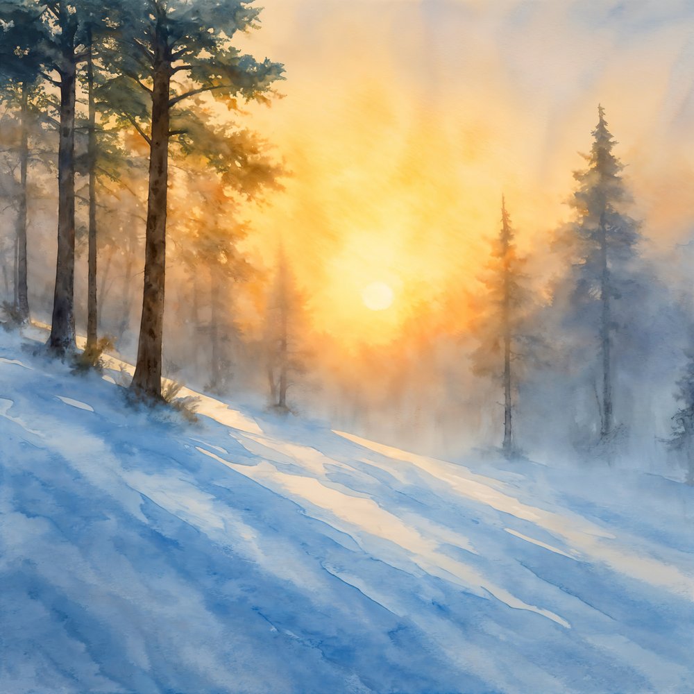 Nebliger Winter-Sonnenaufgang von Natalie Bruns