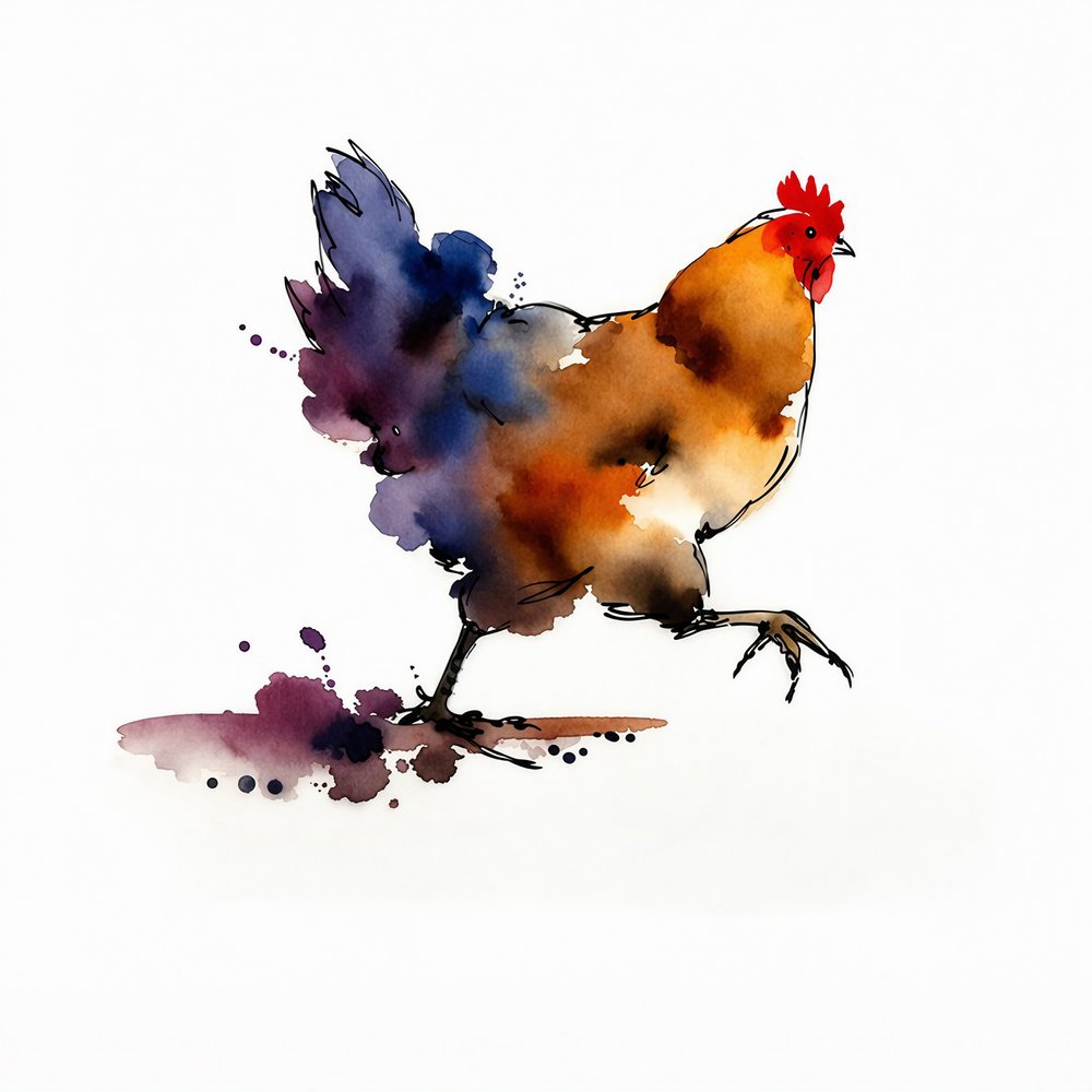 Lebendiges Aquarell Huhn von Natalie Bruns