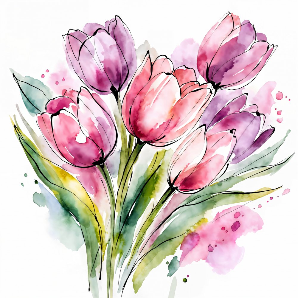 Aquarell Tulpenstrauß von Natalie Bruns