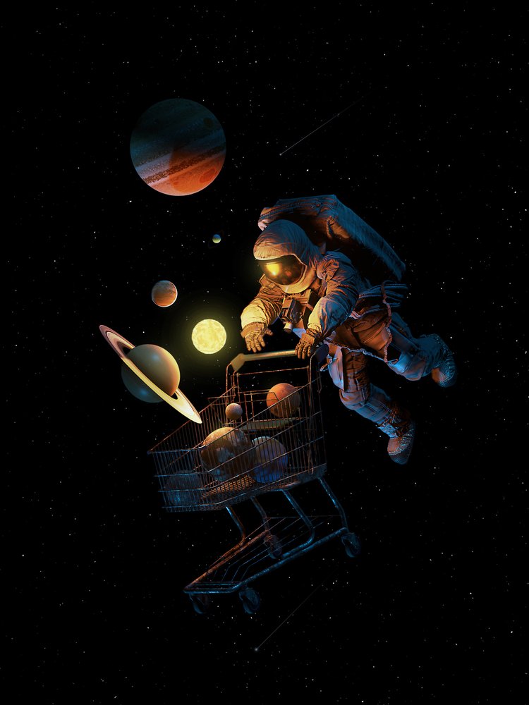 Astronaut beim Weltraumshopping von Nicebleed