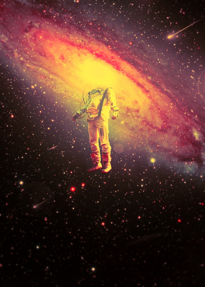 Astronaut in lebendiger Galaxie von Nicebleed