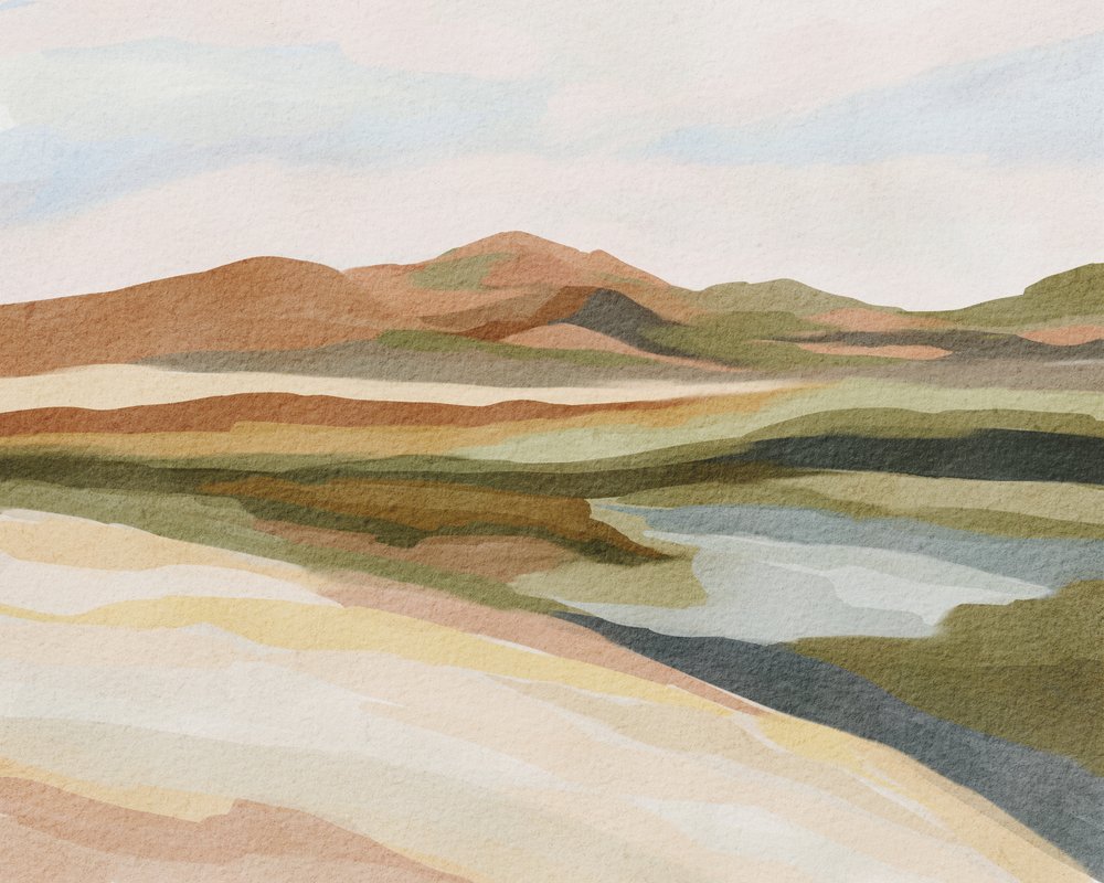 Ruhige Aquarelllandschaft von Nikita Jariwala